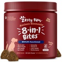 Zesty Paws Dog Multivitamine, Vitamines de chien à croquer et suppléments pour la hanche et les articulations, la peau et le manteau, Omega 3 Huile de poisson pour chiens- Multivitamine senior et chiot - Bison- 90ct