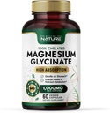 Construit par nature Glycinate de magnésium 1000mg – Supplément de magnésium à haute absorption – 100% chélaté, doux sur l'estomac - Soutien musculaire, cardiaque, os et relaxation - Non-OGM, végétalien - 60 Capsules