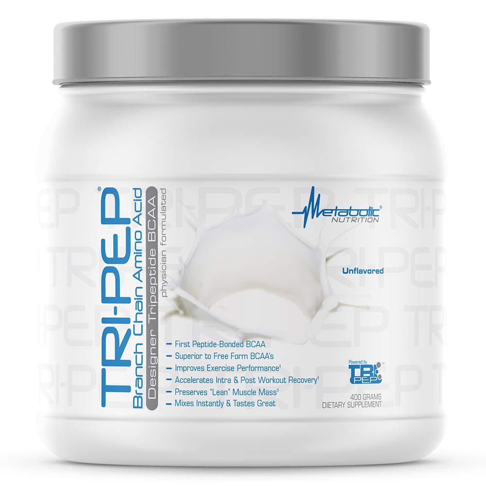Nutrition métabolique - TRIPEP - Acid amino à chaîne tri-peptide, BCAA Poudre, Supplément d'entraînement pré-intra-post, Sans saveur, 400 grammes (40 portions)