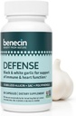 Benecin Defense 1500 mcg Allicine stabilisée par capsule , plus de quantités élevées de SAC et de polyphénols de l'ail noir , Support puissant de la fonction immunitaire et cardiaque Caps végétariens (1 comte (paquet de 60))