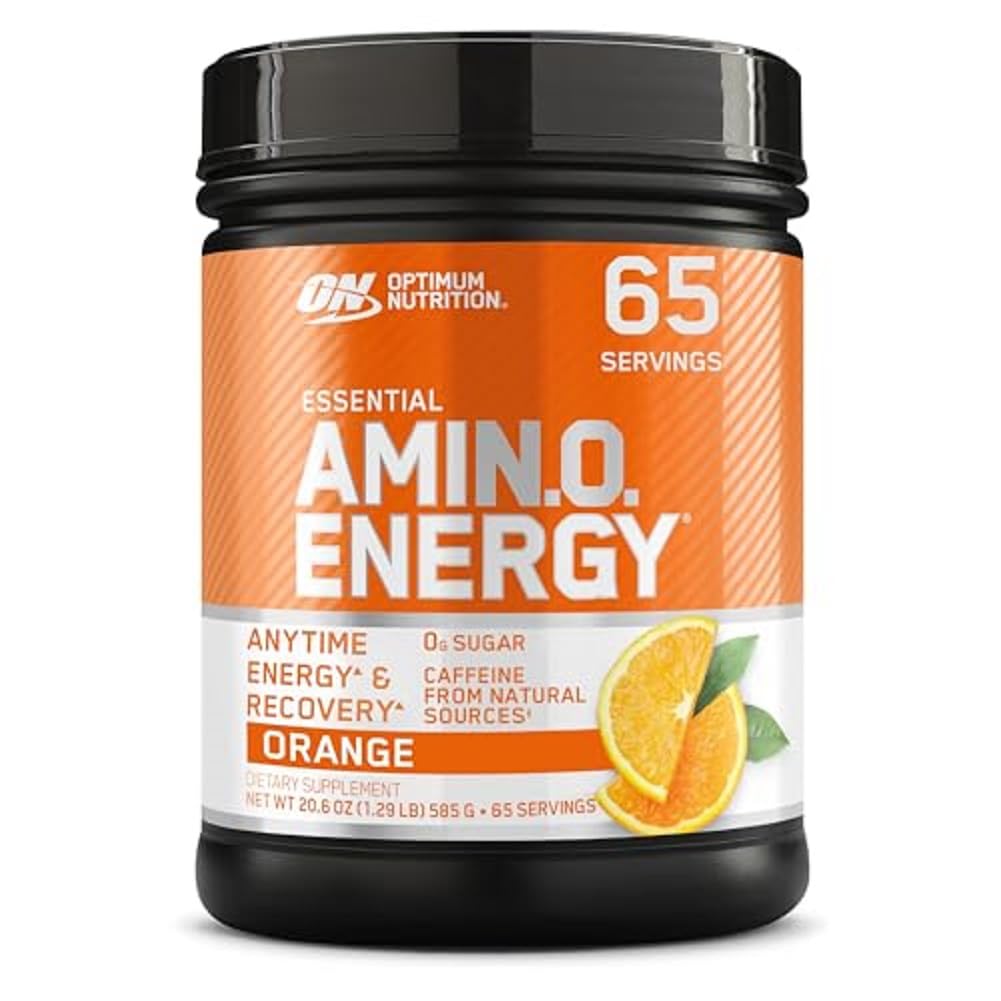 Optimum Nutrition Amino Energy - Pré-entraînement avec thé vert, BCAA, acides aminés, Keto Friendly, extrait de café vert, poudre d'énergie - refroidisseur orange, 65 portions (emballage mai Vary)