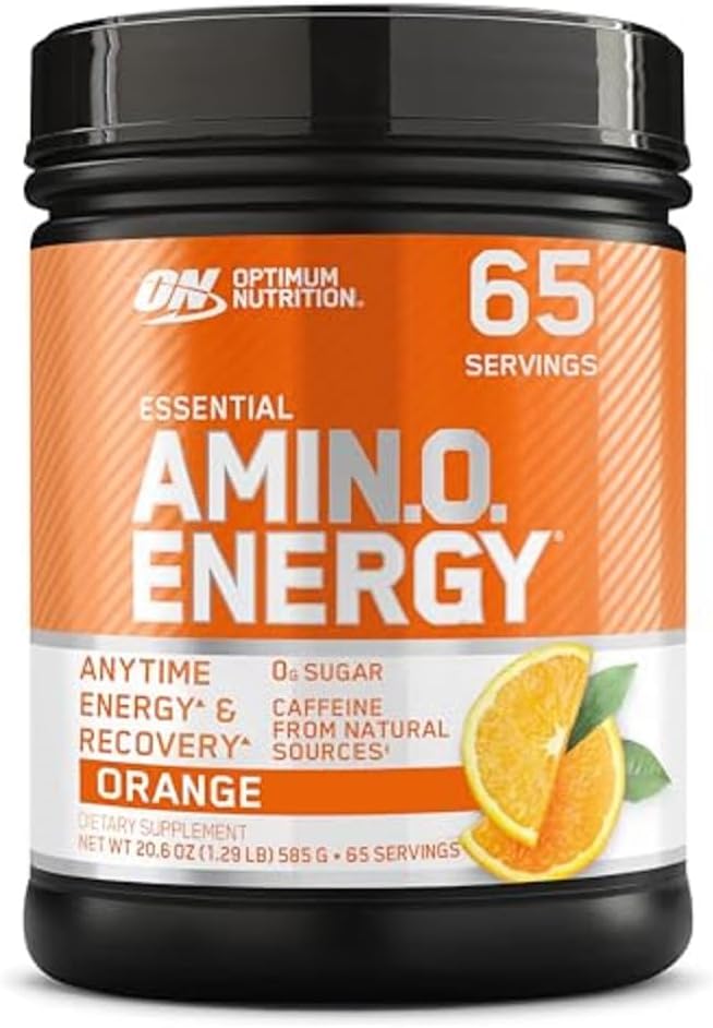 Optimum Nutrition Amino Energy - Pré-entraînement avec thé vert, BCAA, acides aminés, Keto Friendly, extrait de café vert, poudre d'énergie - refroidisseur orange, 65 portions (emballage mai Vary)