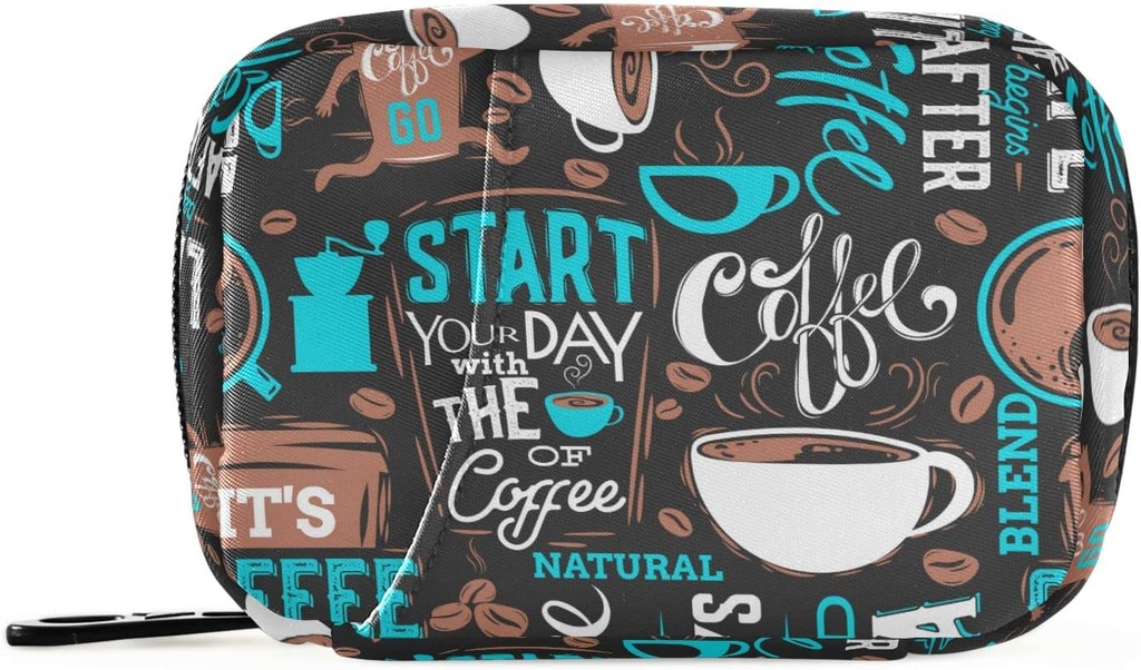 Pill Case Funny Coffee Pill Box 7 Day Pill Case Bag Travel Pill Organizer Bag with Zipper Portable Weekly Case Compact Size for Vitamin Supplement Holder