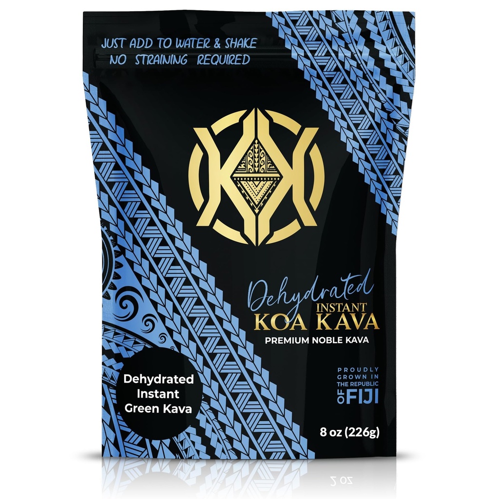 Koa Kava déshydraté Instant Kava - 100% déshydraté Instant Green Fijian Kava poudre de racine, 8 oz (226g) sac