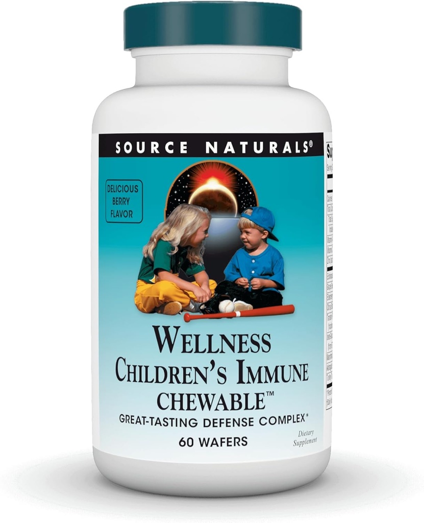 Source Naturals Wellness Immune pour enfants Complexe de défense à croquer et à déguster, Berry Flavored* - 60 Wafers