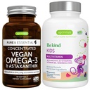 Huile d'algues Vegan Omega-3 + Avancé pour enfants Multivitamine Gummy Bundle, haute concentration DHA & EPA + Vitamine A, B, C, D3 & E, ingrédients propres 60 Softgels + 90 Gummées Berry Flavor, par Igennus