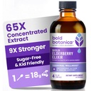 Elixir Bold Botanica Elderberry – 65x Extrait concentré - Sans sucre - Amiable des enfants - Sirop de mûrier noir avec baies d'Aronia pour le support immunitaire - 4 Fl. Oz.