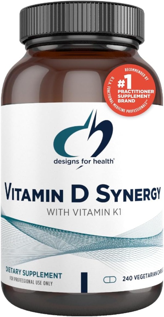 Conceptions pour la santé Vitamine D Synergy - 2000 UI Vitamine D avec supplément K - Soutient des humeurs saines, santé osseuse + santé immunitaire pour les adultes - VIT D3 + vitamine K - sans gluten + non-OGM (240 capsules)
