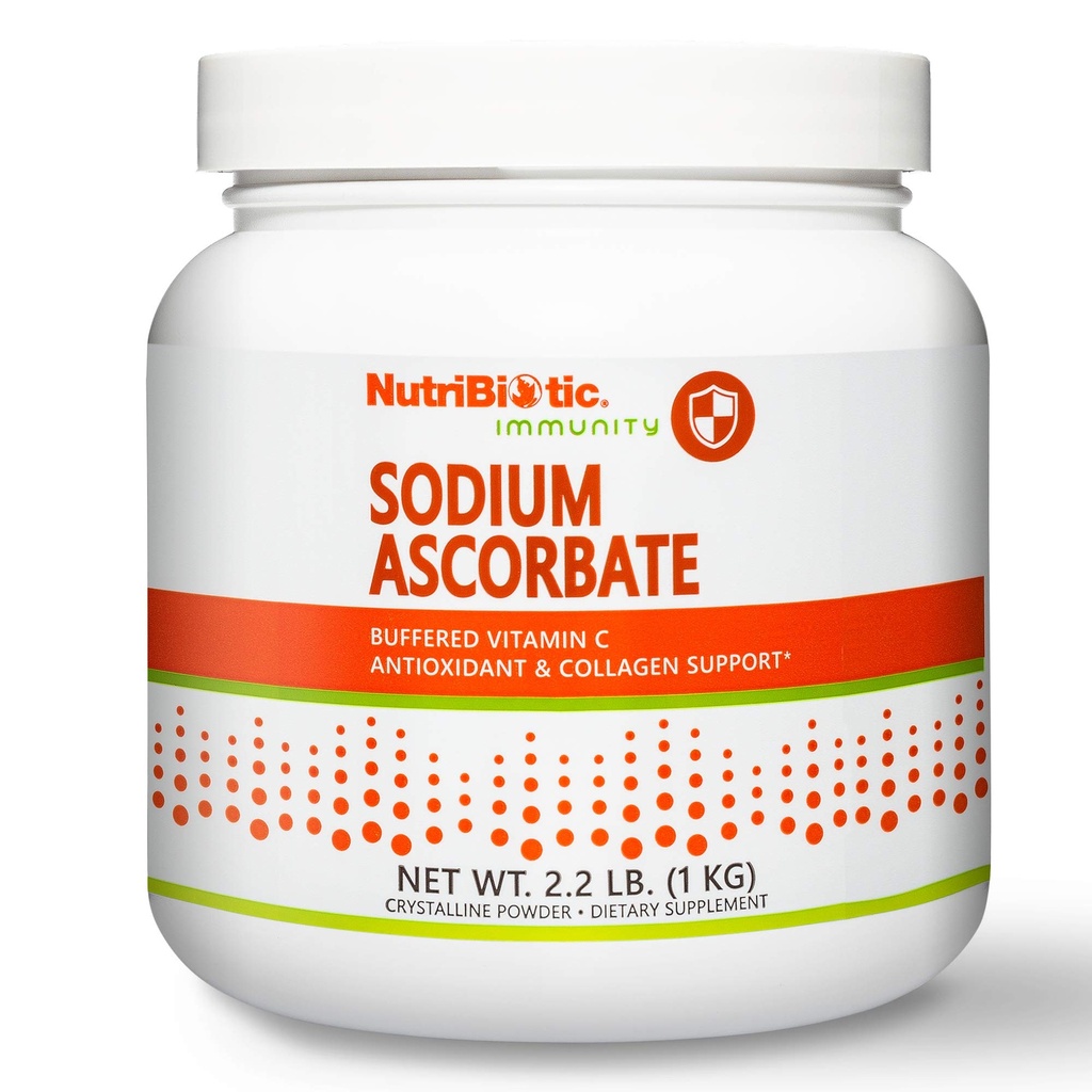 NutriBiotique - Poudre de vitamine C tamponnée d'ascorbate de sodium, 2,2 Lb, végétalien, non acide et plus facile à digérer que l'acide ascorbique.