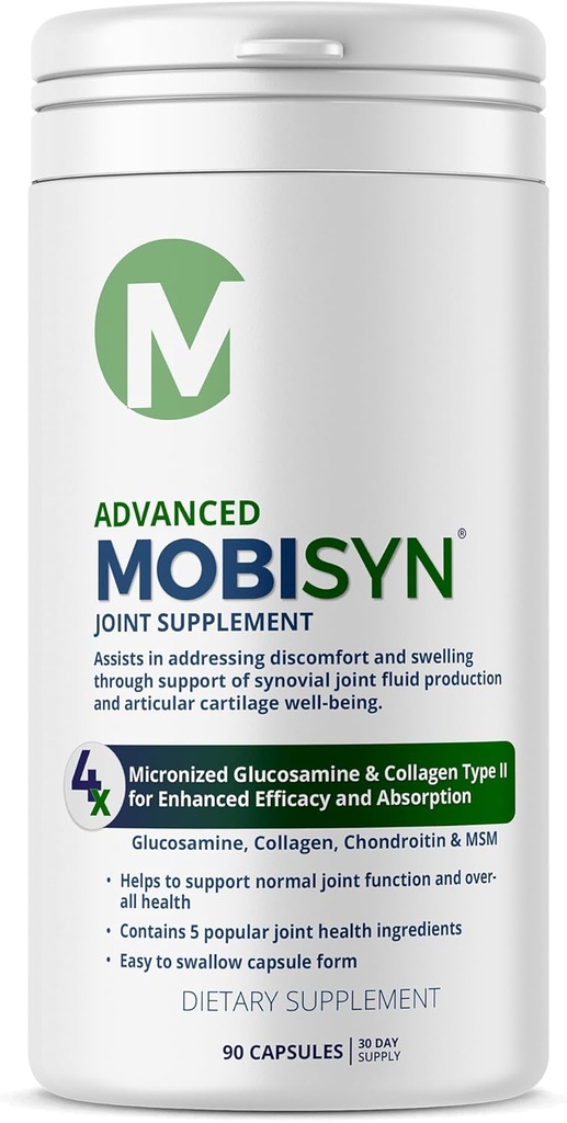 4X Capsules avancées de soutien à l'articulation, formule extra-résistance pour l'inflammation, glucosamine Chondritine, collagène de type II, MSM, 150mg Vitamine C Immune support et santé globale, sans gluten, 90 capsules