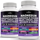 Nouveau supplément de magnésium de l'ÂGE -Citrate de glycine puissant Oxyde de malate Taurate d'Aspartate de gluconate Orotate et de Mag Chlorure Manganèse Bone Santé et Force des os, Soutien articulaire- 180 Compte
