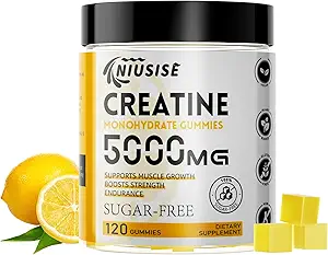Gommies monohydratées créatine, 120 Gommies sans sucre créatine avec 1000 mg de complexe de magnésium et L-Thréonate pour les hommes et les femmes, Energy Support 1 Pack