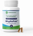 Bouteille MigRePair de 60 - Suppléments de soulagement de la migraine formulé par le médecin - Support à base de plantes naturelles avec Feverfew, Butterbur & Grain Seed - Supplément de migraine pour les femmes et les hommes - Support de maux de tête de migraine