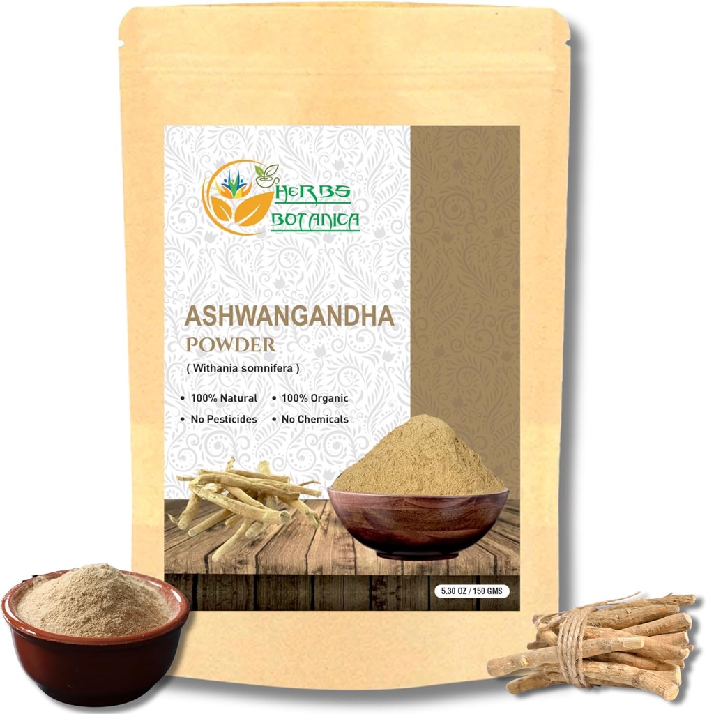 Herbs Botanica Ashwagandha Root Powder Withania Somnifera Powder Ashwaganda Ayurvedic Herbal Supplement Support and Strength 5.3 oz