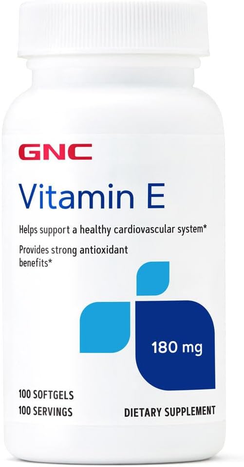 GNC Vitamin E 200mg Supplement, Supports a Healthy Cardiovascular System, 100 Servings