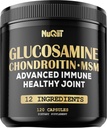 Glucosamine Chondritin MSM avec supplément de soutien immunitaire et joint 2000mg - Curcumine curcumine curcumine racine, Boswellia, Elderberry, Echinacea et plus - 120 Capsules - Bone Health, Flexibility & Strength Support