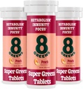 8Greens Supergreens Comprimés Super Greens Poudre Superfood Comprimés Super Greens, Métabolisme Immunité et Focus, Verts quotidiens Comprimés effervescents, Organiques: Aloe Vera, Spiruline, Chlorella, Pêche, 30 portions