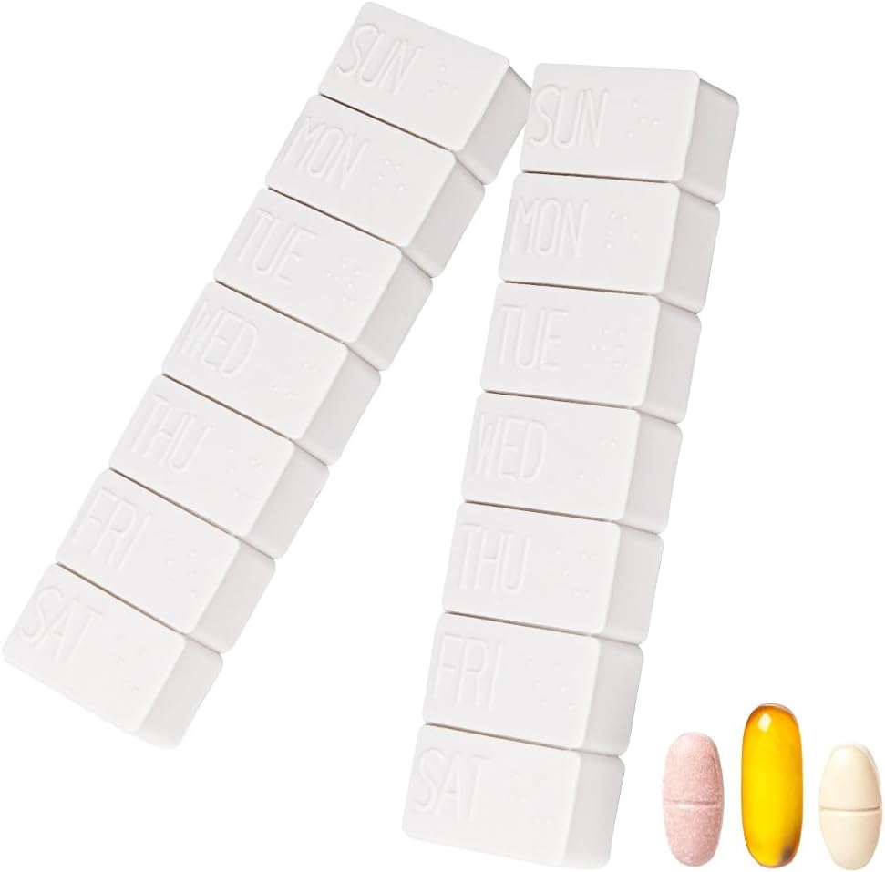 2Pack Weekly Pill Organizer,Extra Large 7 Jours Pill Cases Voyage quotidien Pill Box pour l'huile de poisson, comprimés de calcium et autres pilules vitaminées