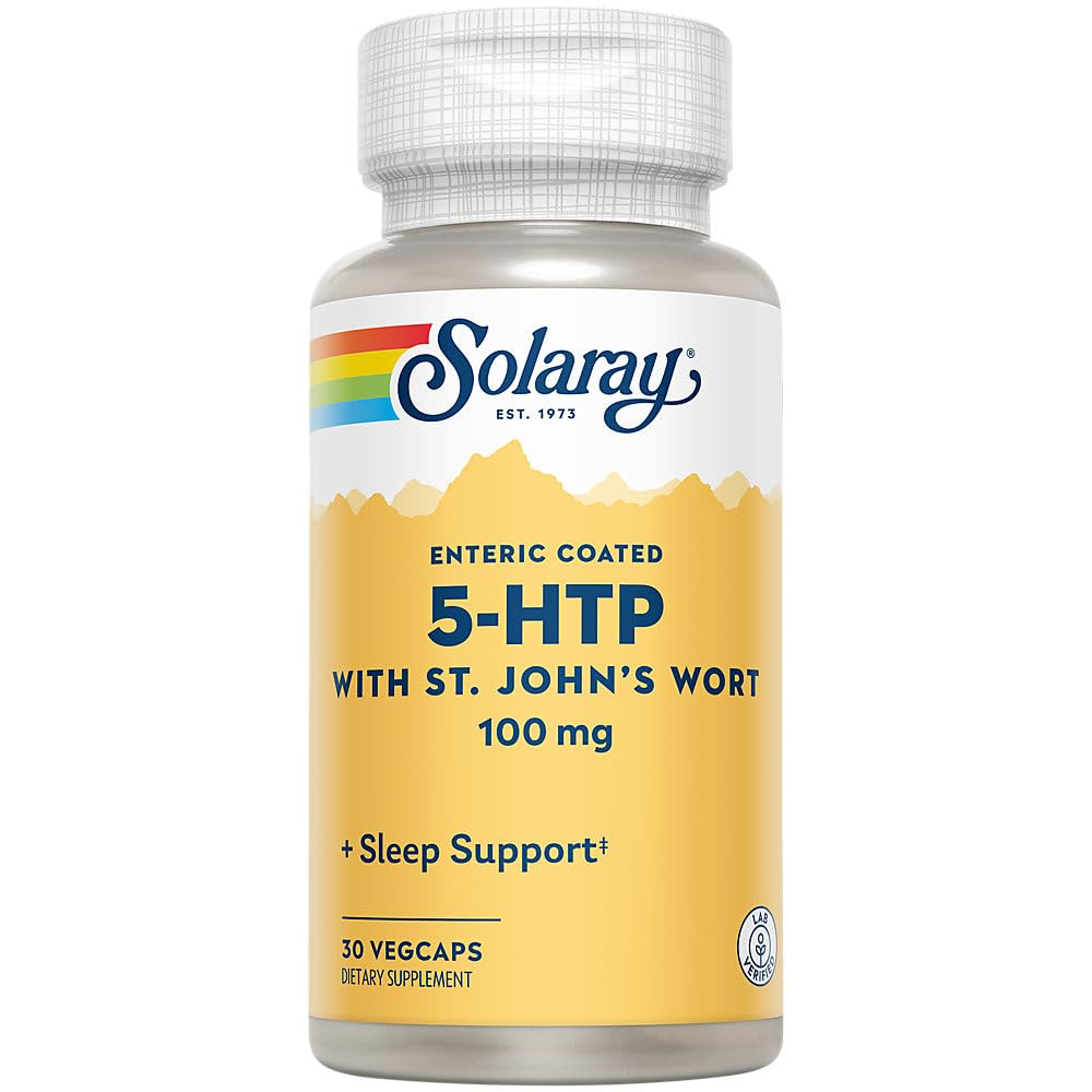 SOLARAY 5-HTP Plus St John's Wort - 30 capsules enrobées d'entérique - 100 mg - 30 portions