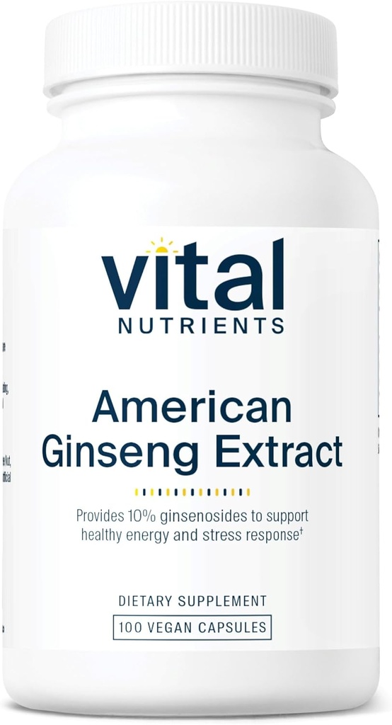 Nutriments vitaux - Ginseng américain - Soutien énergétique - Endurance mentale et physique - 100 capsules végétariennes par bouteille - 250 mg