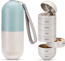 Zannaki 2 en 1 Pill Organizer with Cutter,Grin Fiber Weekly Pill Case Large Compartiment Moisture Proof,Magnetic Lock,BPA Free Travel Hiking Pill Box 7 Day to Hold Pills,Vitamines,Fish Oil,Supplements