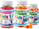 DR. MORITZ Healthy Kids' Essentials Pack - Gummies de baies aînées pour enfants (60 comtes) avec multivitamine (120 comtes)