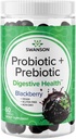 Swanson Probiotique + Gommies prébiotiques - Supplément de soutien digestif Promouvoir la fonction digestive et la régularité de l'intestin - Aide à soutenir la santé immunitaire - (BlackBerry, 60 Gommies)