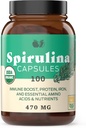 Pure Hawaiian Blue Green Spirulina Poudre Capsules - 470mg Capsules 100 pilules, non OGM, naturel