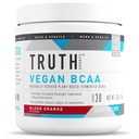 Truth Nutrition Vegan BCAA Powder- 2:1:1 Ratio Acides aminés naturels BCAAs Poudre pour l'énergie, Muscle Building, Recovery Boissons post-entraînement pour la récupération musculaire (Blood Orange, 30 portions)