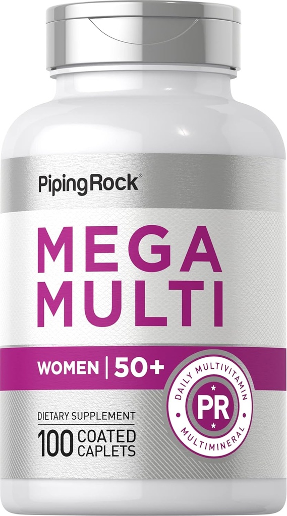 Piping Rock Multivitamine pour femmes 50 Plus de 100 Caplets enduits Mega Multi Vitamine pour les femmes