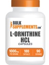 BulkSupplements.com Capsules de HCl L-Ornithine - Hydrochlorure de L-Ornithine, L-Ornithine 1000mg - Supplément acides aminés, sans gluten, 2 capsules par portion, 180 Nombre (paquet de 1)