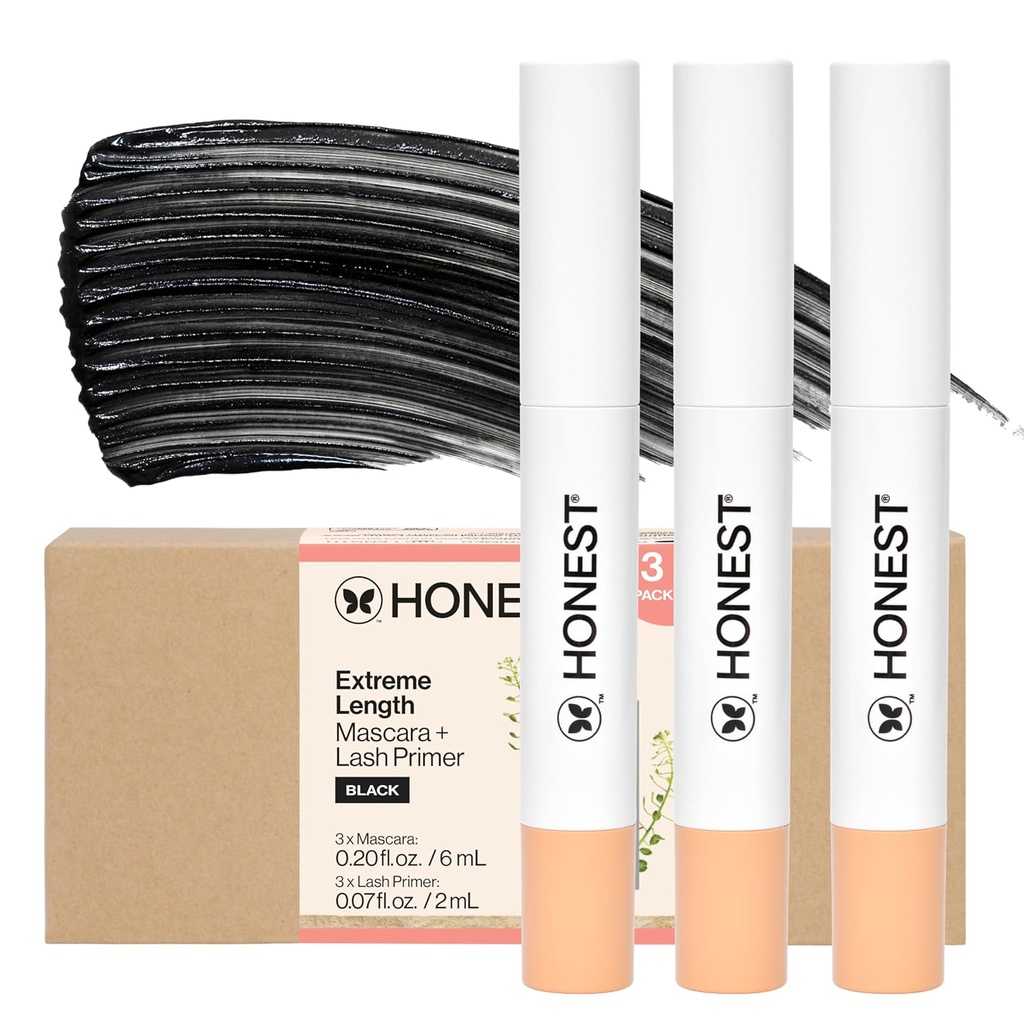 Honest Beauty 2-en-1 Extreme Longueur Mascara + Primer de Lash 3-Pack.