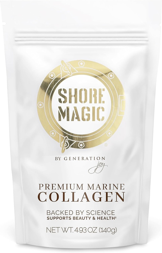 Shore Magic Premium Marine Collagen Powder – Hydrolyzed Type I, II, III & IV Peptides from Wild Fish for Skin, Hair, Nails & Joints, 14 Servings