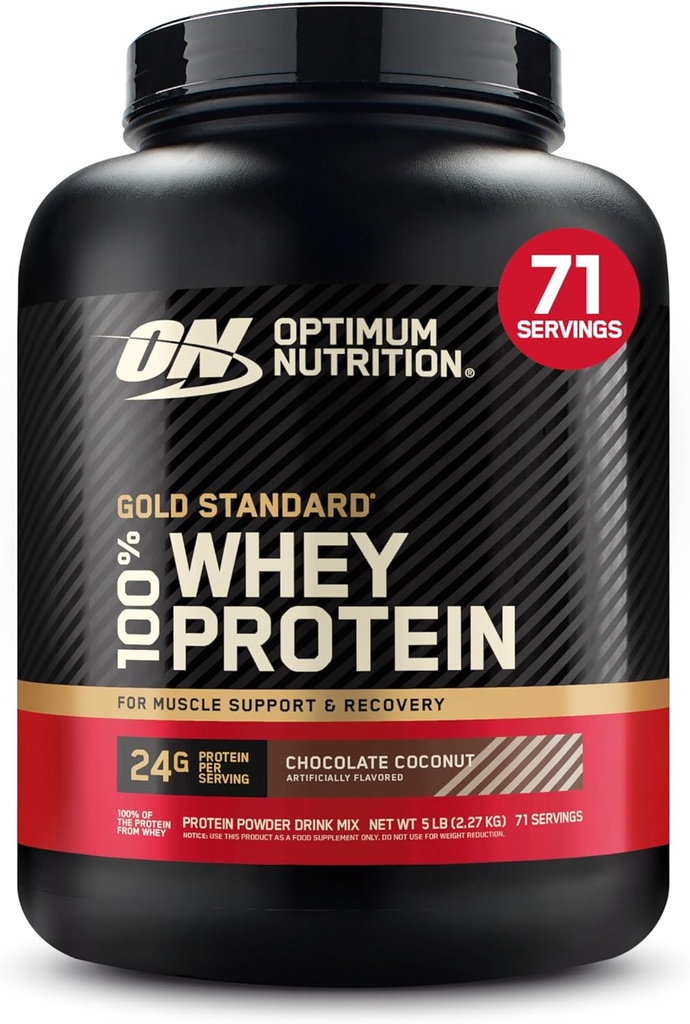 Optimum Nutrition Or Standard 100% poudre de protéines de lactosérum, chocolat noix de coco, 5 livres (paquetage mai Vary)
