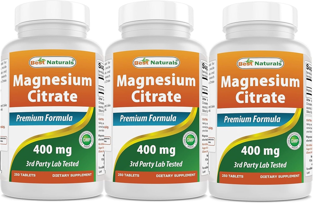 Best Naturals Magnesium Citrate (Citrato de Magnesio) 400mg 250 Tablets (400 mg of Elemental Magnesium per 2 Tablets) (3)