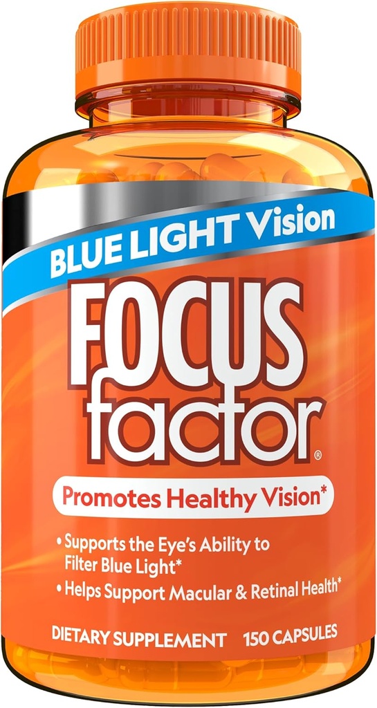 Focus Factor Blue Light Formula (150 Compte) - Vitamines oculaires avec support de filtration de lumière bleue - Supplément de lutéine et de zéaxanthine avec vitamine C, vitamine E, Lutemax 2020® - Promouvoir la santé des yeux