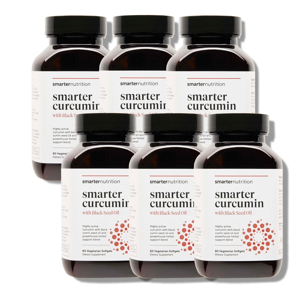 Nutrition plus intelligente Curcumin Softgels - Vegan High Absorption 400 mg Curcumin supplément normalisé à 95 % tétrahydrocurcuminoïdes + huile de graines noires et gingembre pour la santé articulaire et immunitaire - 360 Ct