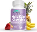 Kids Magnesium Chewables - Supplément quotidien, sans sucre et sans mélatonine, soutient une réponse et un focus de stress santé, Magnésium à absorption rapide avec L-Theanine, saveur de fruits mélangés, 30 comte