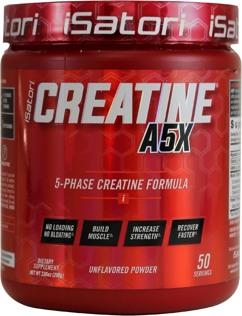 iSatori Creatine A5X with Creatine Monohydrate & Betaine Anhydrous for Muscle Growth, Strength Building, & Recovery - Dietary Supplement for Training & Weight Lifting - Unflavored (50 Servings)