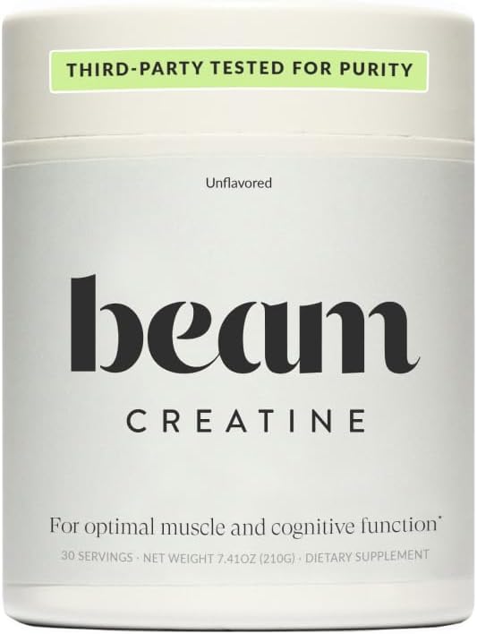 Poudre de créatine de beam, troisième partie testée, supplément de monohydrate de créatine micronisé, créatine pour les femmes et les hommes, force musculaire, récupération d'entraînement, croissance musculaire maigre, 30 portions, non aromatisée