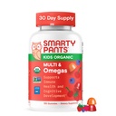 SmartyPants Organic Kids Multivitamin Gummies: Omega 3 (ALA), Vitamin D3, C, Vitamin B12, B6, A, K & Zinc for Immune Support, Biotin, Vegetarian, Three Fruit Flavors, 120 Count (30 Day Supply)