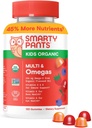 SmartyPants Organic Kids Multivitamine Gummies: Omega 3 (ALA), Vitamine D3, C, Vitamine B12, B6, A, K & Zinc pour le soutien immunitaire, Biotine, Végétarien, Trois arômes de fruits, 120 Compte (30 jours)