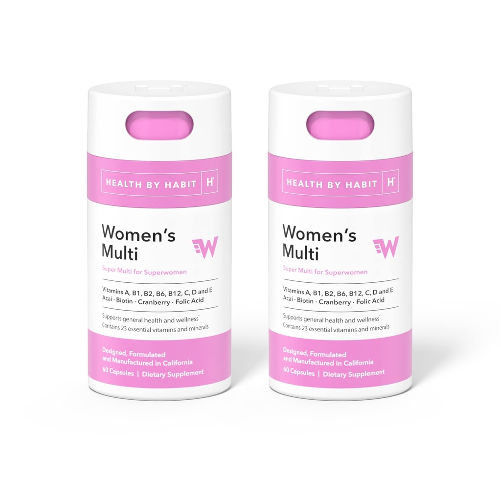 Santé par Habit Femmes Multi Supplément 2 Pack (120 Capsules) - 23 Vitamines essentielles et minéraux, soutient la santé générale et le bien-être, non-OGM, sans sucre (2 Pack)