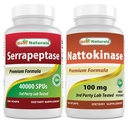 Meilleures Serrapeptase 40000 SPUs & Nattokinase 100 Mg