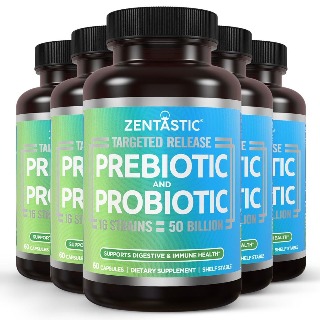 Supplément de probiotiques et de prébiotiques Zentastic - 50 Million CFU - pour les hommes et les femmes