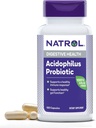 Natrol Acidophilus Probiotic 100 mg, supplément alimentaire pour la fonction git saine, capsules de santé digestive pour adultes, 100 capsules, jusqu'à 33 jours