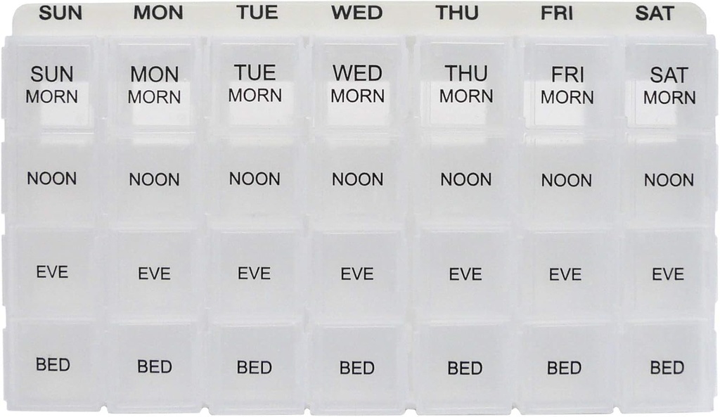 ProMed Weekly 4 fois par jour 7 jours Pill Organisateur de médicaments, vitamines et suppléments