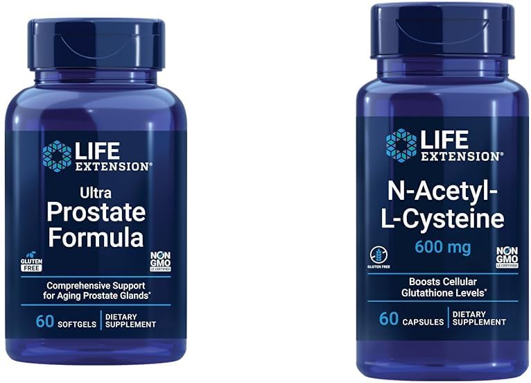 Extension de vie Ultra Prostate Formula, Saw Palmetto pour les hommes, pygeum, nettle piquant et N-acétyl-L-Cysteine (NAC), Immune, respiratoire, santé du foie, NAC 600 mg