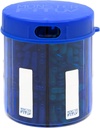 Monster Jr Supplément Pill Dispenser with labels - Holds Small Medicament Vitamines and Easily Dispense from One Container Inclut Compartment Etiquettes (Monster Jr Blue UV - 1 Pack)