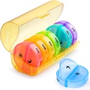 Sukuos Large Weekly Pill Organizer 2 fois par jour, quotidien Pill Box 7 Day Facile à ouvrir avec double protection, AM PM Pill Case pour la médecine/vitamine/huile de poisson/Suppléments (jaune)